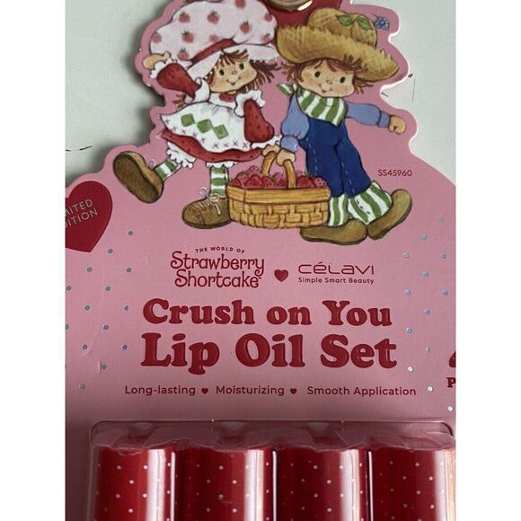 4 Pk Celavi Strawberry Shortcake Scented Tinted Lip Oils Crush On You Valentines - Picture 2 of 14